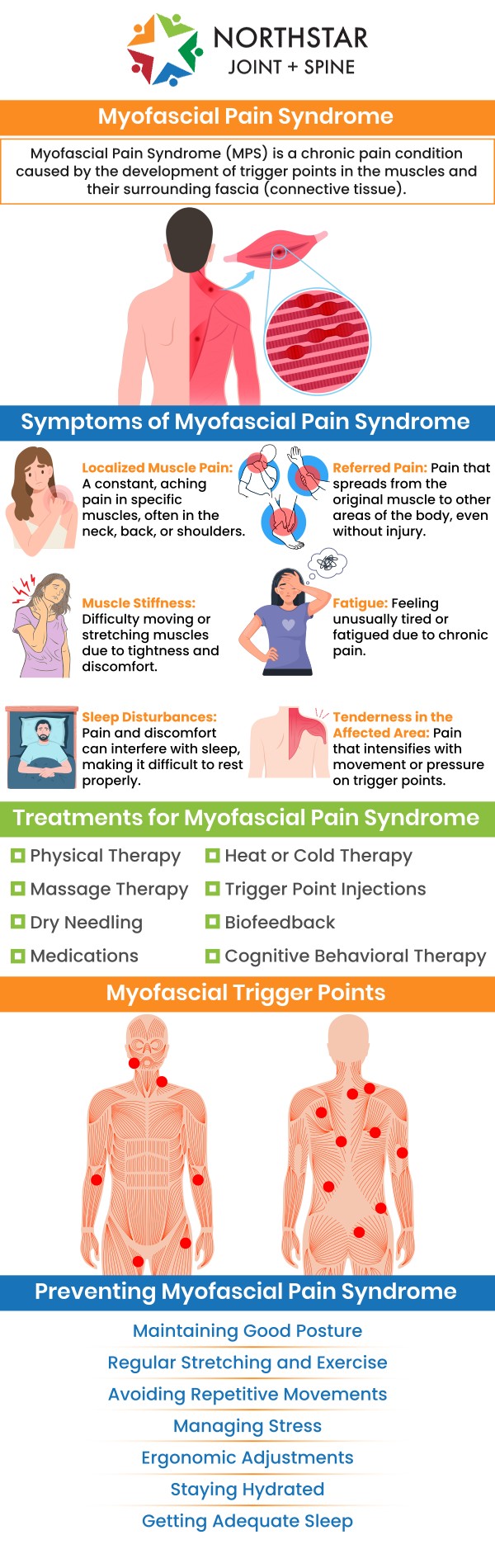 Patients seeking myofascial pain syndrome treatment in Plano, TX, can receive personalized care from board-certified Dr. Robert J. Nocerini, MD, at Northstar Joint & Spine. He evaluates symptoms such as deep muscle aching, sensitive trigger points, stiffness, restricted movement, and discomfort that spreads to nearby areas. Treatment recommendations may include medication management, targeted injections, stretching guidance, and activity adjustments when appropriate. Each care plan is tailored to the patient’s symptoms, medical history, previous treatments, and daily functional goals. For more information, contact us today or schedule an appointment online. We are conveniently located at 7704 San Jacinto Pl Suite 200 Plano, TX 75024. Patients seeking myofascial pain syndrome treatment in Plano, TX, can receive personalized care from board-certified Dr. Robert J. Nocerini, MD, at Northstar Joint & Spine. He evaluates symptoms such as deep muscle aching, sensitive trigger points, stiffness, restricted movement, and discomfort that spreads to nearby areas. Treatment recommendations may include medication management, targeted injections, stretching guidance, and activity adjustments when appropriate. Each care plan is tailored to the patient’s symptoms, medical history, previous treatments, and daily functional goals. For more information, contact us today or schedule an appointment online. We are conveniently located at 7704 San Jacinto Pl Suite 200 Plano, TX 75024.