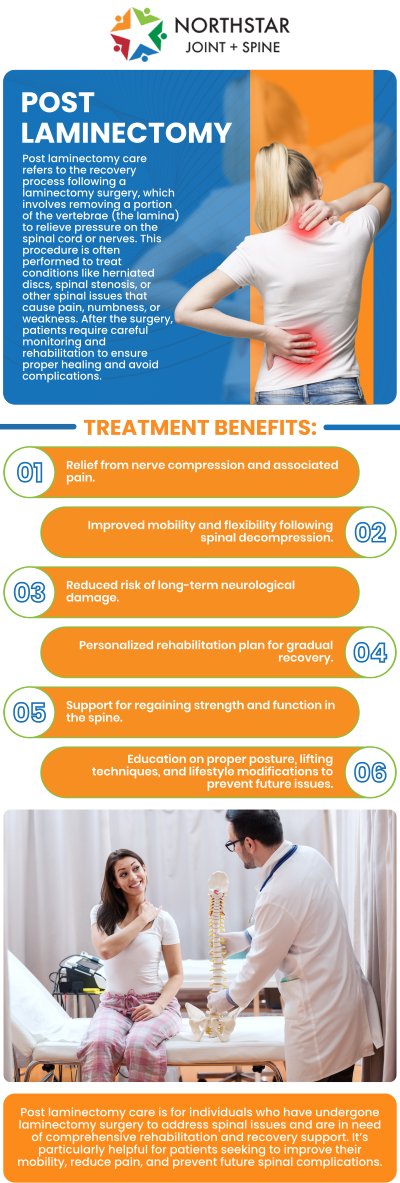 Post-laminectomy syndrome, also known as failed back surgery syndrome, refers to chronic pain that persists after back surgery, particularly a laminectomy. This condition can cause ongoing discomfort in the back and legs, often due to nerve damage, scar tissue, or spinal instability. Effective treatment requires a personalized approach to manage pain and improve mobility. Board-Certified Dr. Robert J. Nocerini, MD, at Northstar Joint and Spine offers specialized care for this condition. Contact us today for more information or schedule an appointment online. We are conveniently located at 7704 San Jacinto Pl Suite 200 Plano, TX 75024.